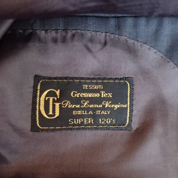 Galante Uomo Super 120s Wool 3 Button Blazer Size 58 Striped Grey Office - Picture 7 of 9